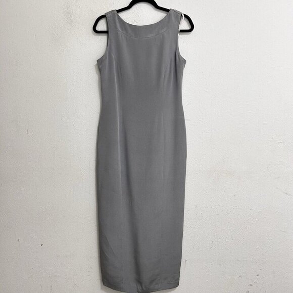 VTG 90s Spenser Jeremy 100% Silk Gray Sleeveless Maxi Dress Drape Back Size 6 - Picture 1 of 12